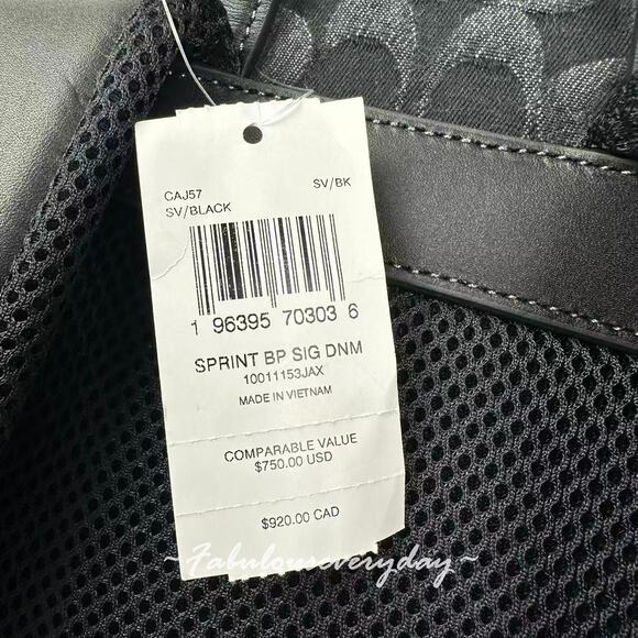 Coach Men's Sprint Backpack In Signature Denim/Silver/Black CAJ57 - Picture 9 of 16